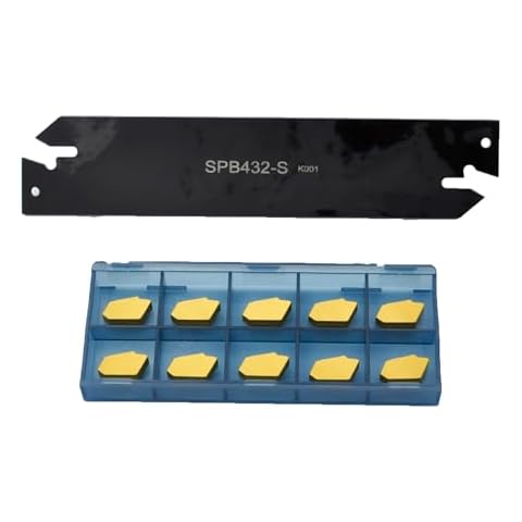 CDBP SPB432-S/SPB32-4 Parting Blade with 10 pcs GTN-4 Carbide Inserts Parting Grooving Cut-Off Tool Set, Slotted Tool Cover