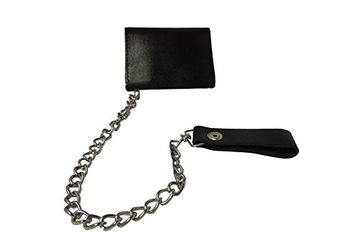 Black Biker Leather Tri-fold Chain 4" Wallet2