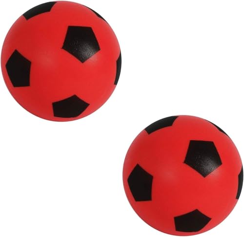 HTI Fun Sport - Balones de fútbol de espuma para interior y exterior, esponja suave, para jugar muchos juegos para horas de diversión, adecuado para todas las edades (19,4 cm, 2 unidades rojas)