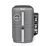 Ninja Double Stack XL Air Fryer, Vertical Dual Drawer AirFryer with 4 cooking levels, 2 Drawers and 2 Racks, Space Saving Design, 9.5L Capacity, 6 Cooking Functions, 8 Portions, Grey, SL400UK