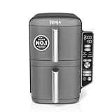 Ninja Double Stack XL Air Fryer, Vertical Dual Drawer AirFryer with 4 cooking levels, 2 Drawers and 2 Racks, Space Saving Design, 9.5L Capacity, 6 Cooking Functions, 8 Portions, Grey, SL400UK
