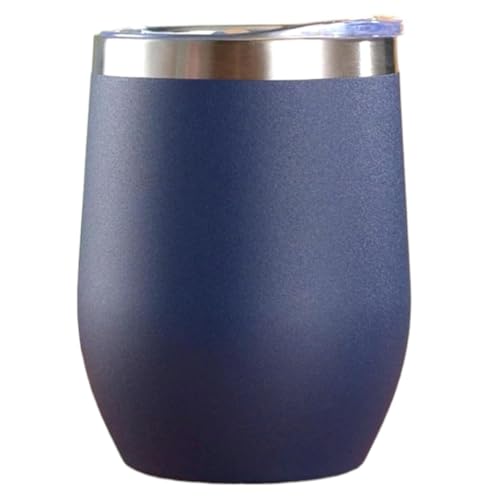 Copo Térmico de Aço Inoxidável com Tampa, 12oz, Azul Marinho