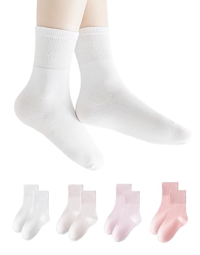 4 Pack Unisex Kids Toddler Seamless Crew Socks Dress School Bamboo Socks