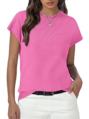 Image of Womens Tops Summer Sweaters Short Sleeve Shirts Dressy Casual Basic Casual Cap Sleeve Tops Beach Vacation Clothes