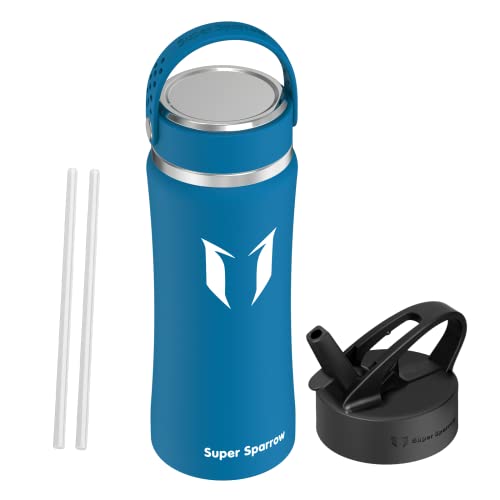 Super Sparrow Trinkflasche Edelstahl - 1000ml - Straw Große Öffnung Thermoskanne, BPA-Frei Wasserflasche - Kohlensäure Thermosflasche für Kinder, Sprudel, Sport, Uni, Schule, Fitness, Outdoor Cover