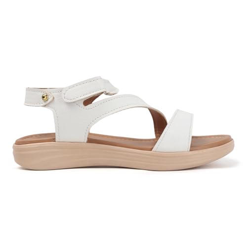Image of Aurish Women's Flats Sandal, Flats Sandal (White, UK Footwear Size System, Adult, Women, Numeric, Medium, 6)
