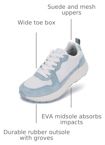 Image of BRONAX Women Wide Toe Box Athletic Casual Shoes Classic Design Sneakers S75 | Wide Width, Comfortable, Breathable, Suede Mesh Upper, Rubber Outsole, Non Slip, Footwear, Road Running, Tennis, Walking