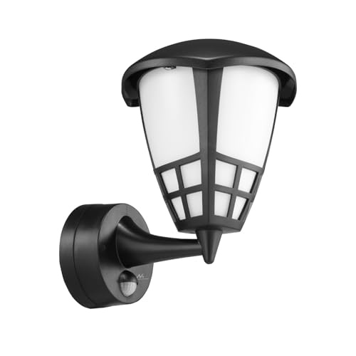 Maclean MCE518 Aplique con Sensor de Movimiento por Infrarrojos, Iluminación de Exterior, IP65 Resistente al Agua, 1xE27 Carga máx.: 60 W, Rango de Detección: máx. 12 m (Gris, con bombilla 11W)