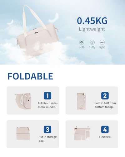 ECOHUB für Ryanair Handgepäck Tasche 40x20x25, Perfekt für Neue Ryanair 40x30x20 Faltbare Reisetasche für Flugzeug, Recycelt Travel Ryan air Bag 40x20x25 Mit Abnehmbar Nass-Tasche für Damen(Beige)