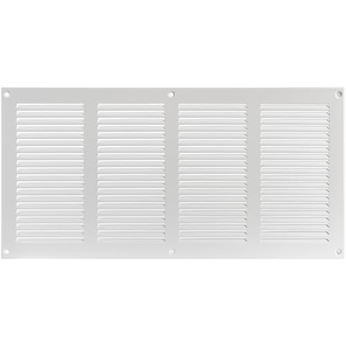 HVAC OV 16 x 8 Inch (External Dimensions) - White Metal Air Cover Grille Cover - Wall Ceiling Register and Exterior Wall Vent Cover with Built - in Pest Guard Screen