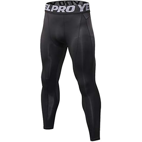 Yuerlian Men's Running Leggings, Cool Dry Gym Tights for Men, Compression Base Layer Sport Pants Cover