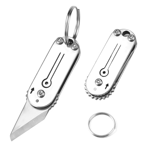 2 Pezzi Coltellino Portachiavi, Acciai Inossidabili Coltello Pieghevole Coltellino Tascabile Portabilità Coltello a Scatto Frontale per Viaggi, Campeggio, Alpinismo, Escursionismo, Attività All'Aperto