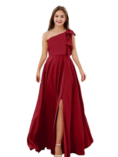 Junior Bridesmaid Dress Flower Girl Dresses Satin Wedding A Line Floor-Length Girls Party Dresses