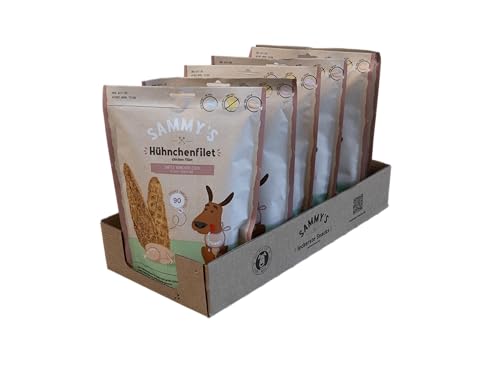 Sammy´s Hühnchenfilet | Zarter Snack für Hunde mit viel frischem Fleisch | Schonend luftgetrocknet | 6 x 190 g