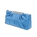 CHARMING TAILOR Clutch Evening Bag Elegant Pleated Satin Formal Handbag Simple Classy Purse for Women (Blue Atoll)