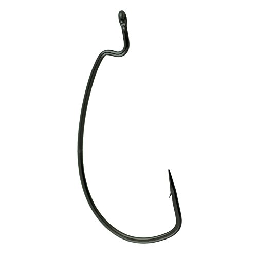 Gamakatsu 25 Pack EWG Offset Worm Hook (Black, 4/0), Model Number: 58414-25