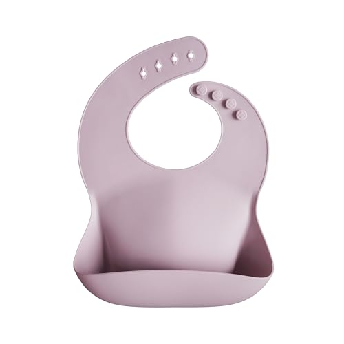Image of mushie Silicone Baby Bib | Adjustable Fit Waterproof Bibs (Pale Mauve)