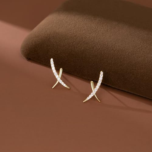 SLUYNZ Solid 925 Sterling Silver CZ X Earrings Stud for Women Teens X Stud Earrings4