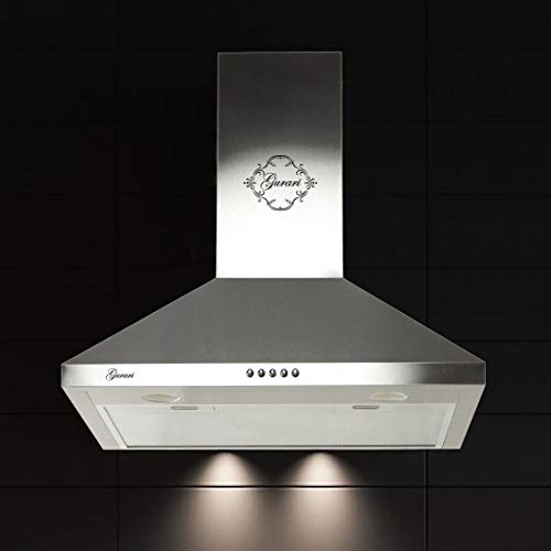 Gurari 147 Dunstabzugshaube 60 cm in Edelstahl, 1000m³/h,Sehr Saugstark, 3 Stufen,Drückknöpfe,Wandhaube,Dunstabzug,Abzugshaube, Ablufthaube,Umlufthaube,Edelstahl Kaminhaube,Dunsthaube, Premium Marke