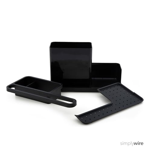 simplywire – Spülbecken-Caddy – Spülbecken-Organizer – Abnehmbare Auffangschale – Rutschfest – Schwarz