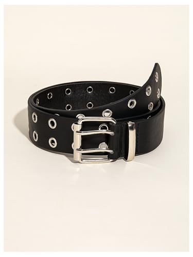 GORGLITTER Women's Grommet Eyelet Dress Belts Y2k Punk Coquette Waist Belts with Metal Buckle2