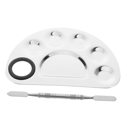 Healeved Makeup Mixing Tray Stainless Steel Palette Spatula for Smooth Blending and Travel-friendly Nail Art