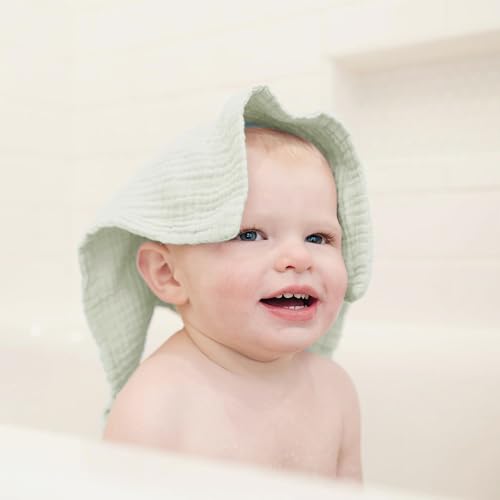 Image of Konssy Baby Muslin Washcloths 7-Pack, 100% Cotton Baby Bath Washcloths, Soft & Absorbent Wash Cloths and Burp Cloths for Newborn Kids Girls & Boys, 11x11 inches