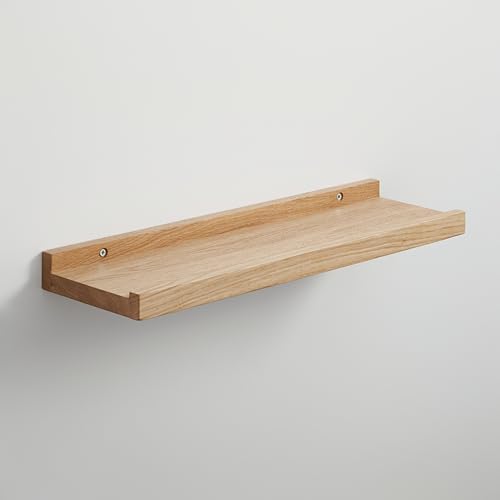 BestLoft.de Bilderleiste Holzregal Wand Regal Bilderleiste Eiche Floating Shelf Flur Regal Holz Deko Wand Wandregal Holz massiv (Eiche Hell, Breite: 50cm / Tiefe: 15cm)