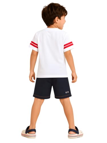 Image of Pilolo Kids Soft Cotton Terry Lycra Adjustable Drawstring Pocket Shorts for Boys