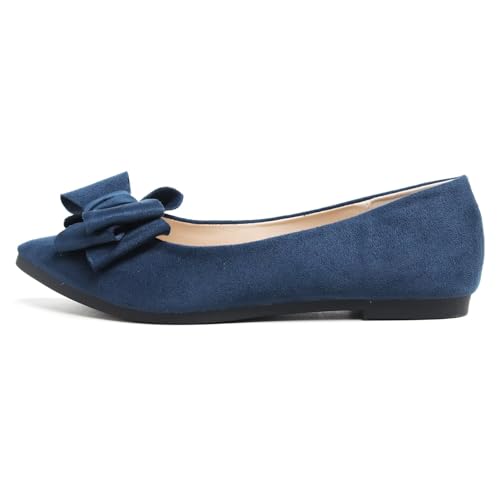 Image of TN TANGNEST Women's Flats Comfortable Dressy Slip On | Pointed Toe Bow Ballet Shoes, Business Casual Office Flats, Suede Flat Shoes