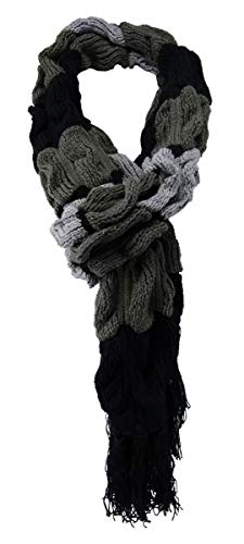 Écharpe tricotée gris anthracite noir écharpe 27x220 cm longue à motifs