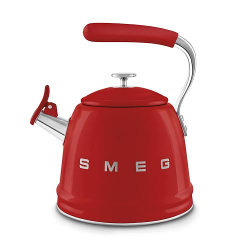 Smeg, Bollitore per Piano Cottura WKF01RD, in Acciaio Inox, Capacità 2,3L, Coperchio Removibile e Beccuccio Dosatore, Anche per Induzione, Rosso