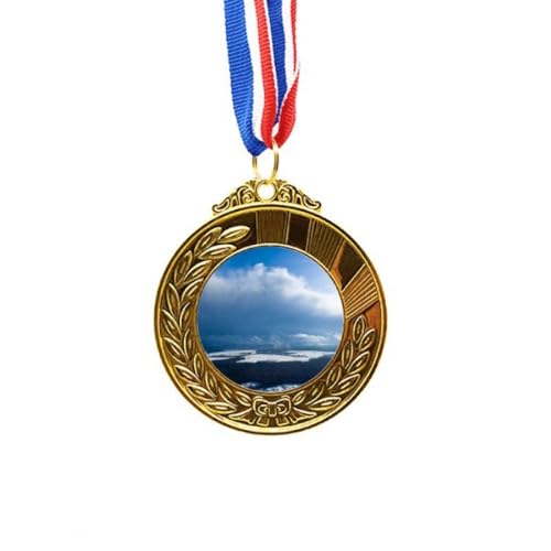 Medalla de oro Sunshine Blue Clouds un regalo honorífico Art Deco para premiar el talento