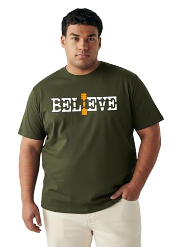 Image of Men Plus Size Printed Cotton Tee Regular Fit Round Neck Half Sleeve T-Shirt