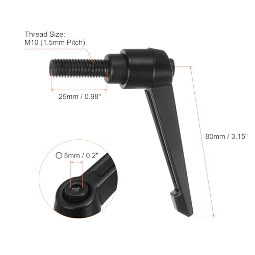Image of HARFINGTON 6pcs Adjustable Clamping Lever Handles M10 x 25mm Male Thread Bolt Knobs Rotating Screw Locking Quick Release Ratchet Push Button Handle, Black
