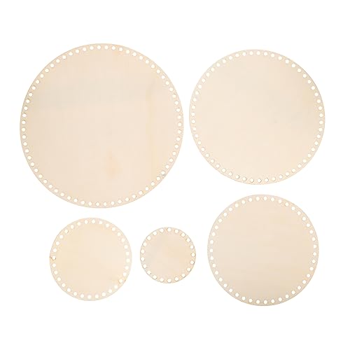 DOITOOL Diy Basket Weaving Base Kit 5pcs Cross Stitch Wood Craft Supplies for Decorative Baskets Making