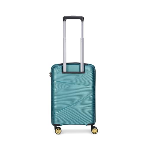 Image of Skybags Swirl Cabin Trolley Bag 56cm | Small Hard Luggage | 8 Wheels Suitcase for Travel | 3-Digit Combination Lock with Anti-Theft Zipper | Polypropylene | 3 Years Warranty - Unisex (Cyan)