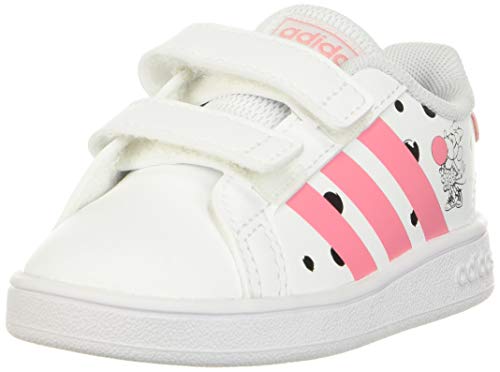adidas Kids Grand Court Sneaker, White/Super Pop/Black, 9 US Unisex Toddler