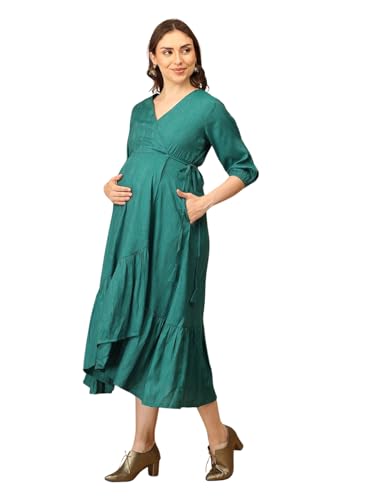 Image of The Mom Store Maternity and Nursing Wrap Dress for New Mom | Pre and Post Pregnancy Wear for Womens | Trendy Stylish Printed Friendly Dresses for Women | Comfortable