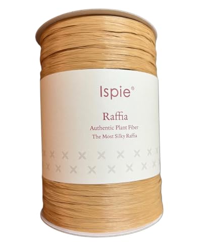 ISPIE Raffia Yarn for Crochet, NOT Paper Genuine Rayon Raffia 1/4'' (Kraft)