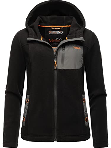 MARIKOO Damen Fleecejacke warm mit Kapuze Mount Iwaki Black Gr. M