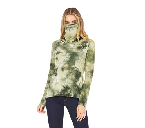 Inner Beauty Womens Long Sleeve Shirt with Attached Face Mask - Tie Dye, Small