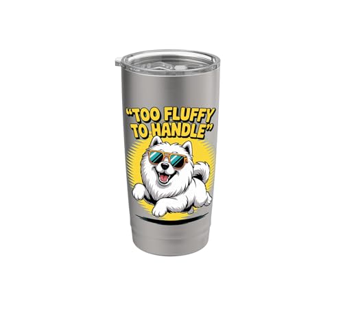 Demasiado esponjoso para manejar: samoyedo divertido con gafas de sol Vaso térmico de acero inoxidable de doble pared