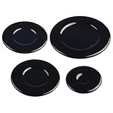 CYRENT Gasbrennerkappen-Set für Herd, 4 Stück, Eisen, Aluminium, 55 mm, 75 mm, 100 mm, Ersatz, gleichmäßige Hitze, schwarz, flach, konkav, für Zuhause, Küche, Herd, einfache Installation (konkav)
