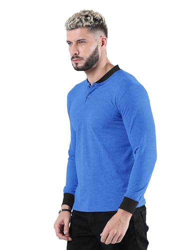 Image of fanideaz Mens Premium High Neck Henley T Shirts for Men Branded Full Sleeve Shirt for Men in Pure Cotton Casual & Formal Wear