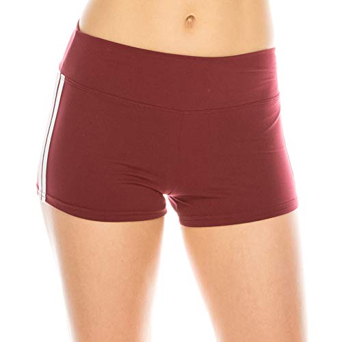 Image of ALWAYS Women's High Waist Spandex Athletic Shorts - Side Stripe Soft Stretch Biker Running Yoga Gym Workout Anti-Chafe Under Dress Layering Short Mauve White L