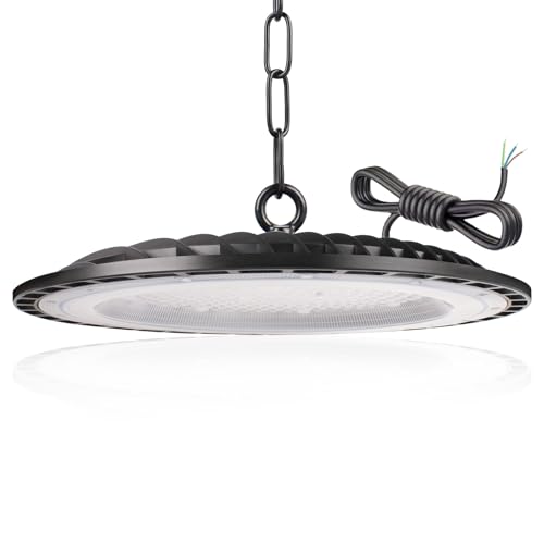 JINABLOSSY 200W UFO LED Lámpara de Alta Bahía, 6500K BlancaFría LED UFO High Bay Lumière,20000LM IP65 Impermeable Campana Industrial lampara techo para Fábricas, Aeropuerto, Patio, Garaje,Taller
