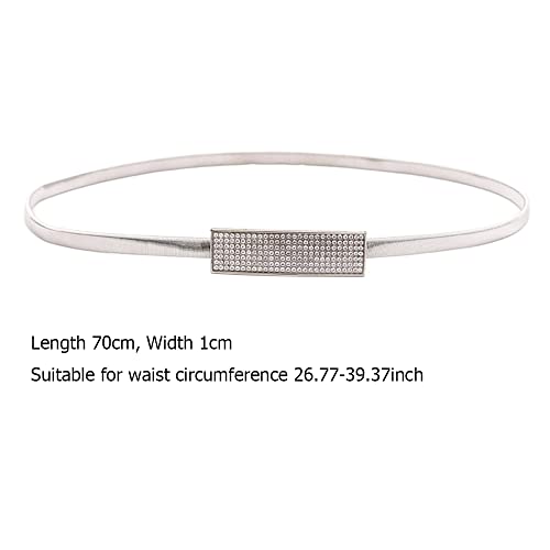 HomeSoGood 2Pcs Women Skinny Metal Rhinestone Chain Waist Belt, Gold Sliver Stretchy Slim Belt for Dress2