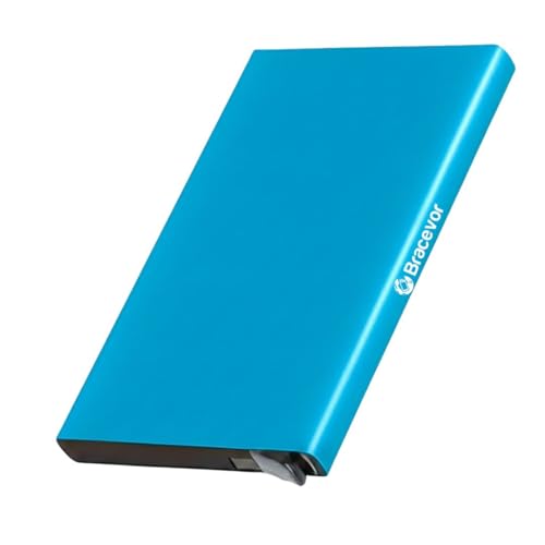 Image of Bracevor 10 Slot popup Aluminium Metal Card Holder Wallet | RFID Blocking | for Men & Women | Credit & Debit Cards - Blue