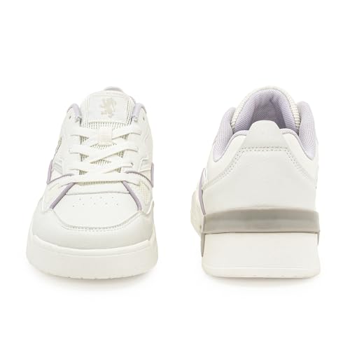 Image of Red Tape Women's Sneakers White Grey Pu Round Toe Lace-Up